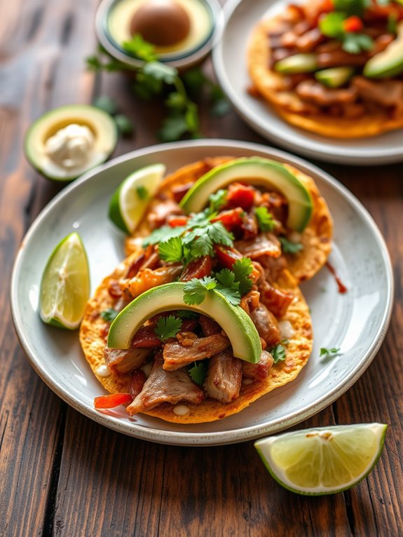 avocado tostadas with al pastor