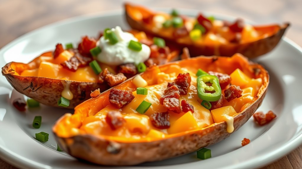 cheesy air fryer potato skins