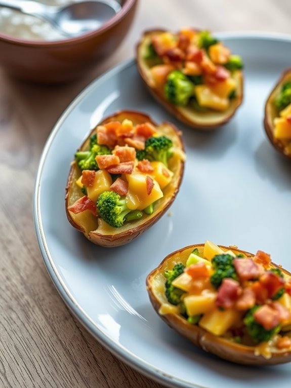 cheesy bacon broccoli skins