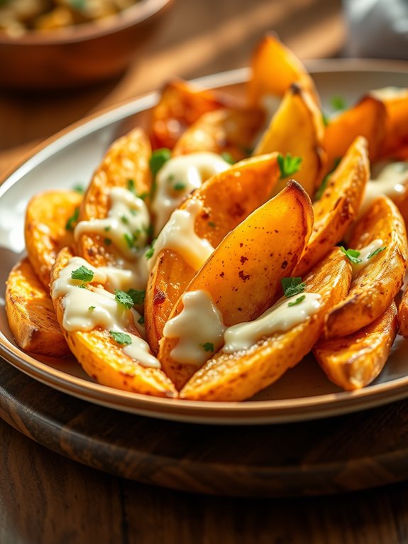 cheesy garlic potato wedges