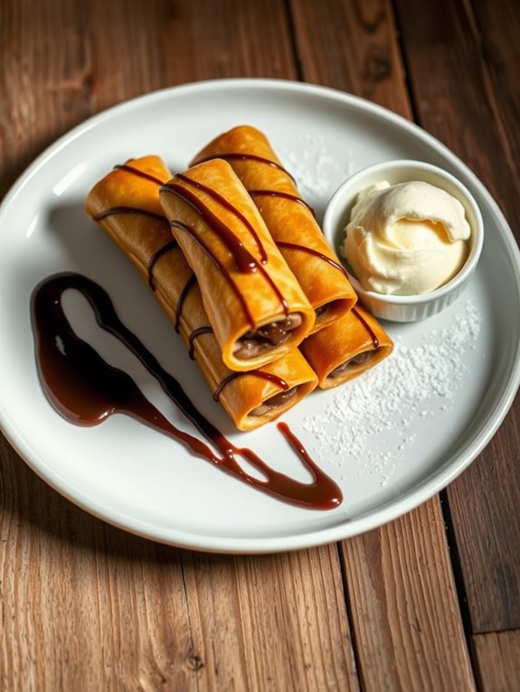 chocolate filled banana spring rolls