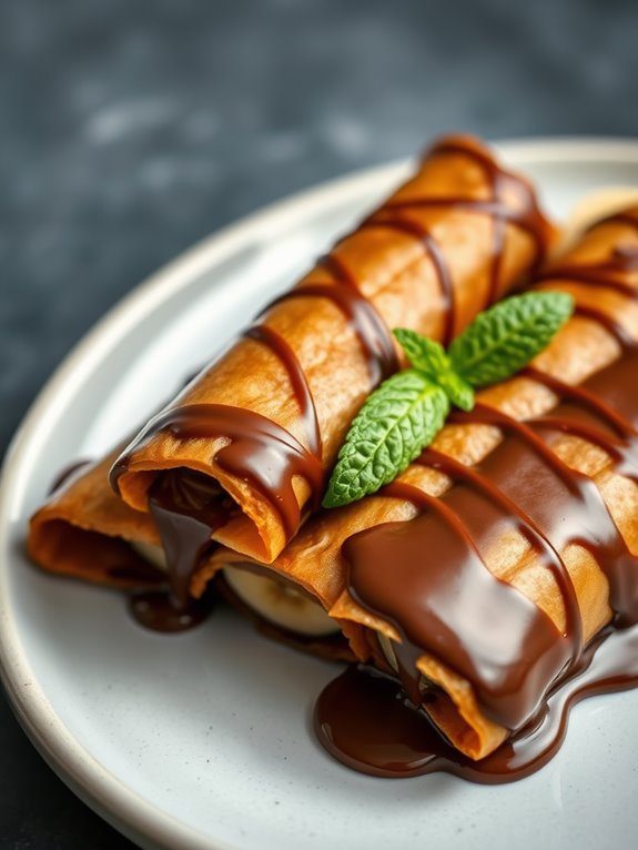 chocolate filled banana spring rolls