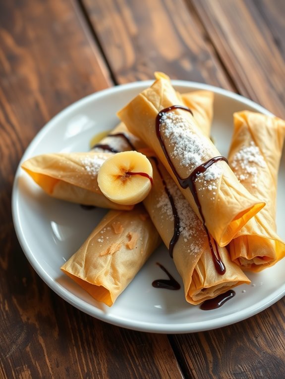 coconut filled banana spring rolls