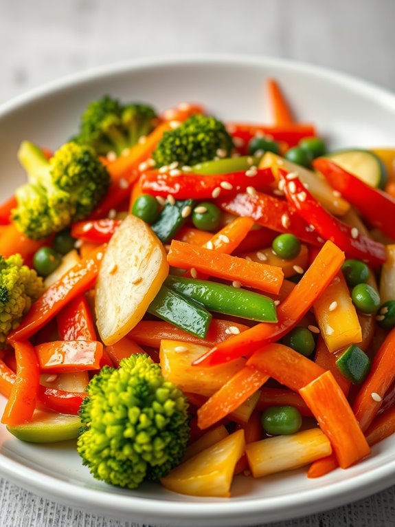 colorful veggie stir fry dish