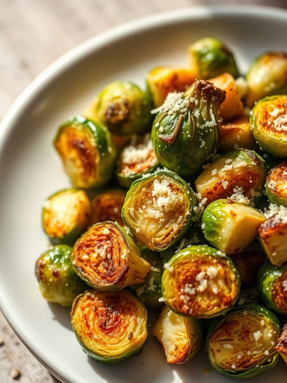 crispy garlic parmesan brussels