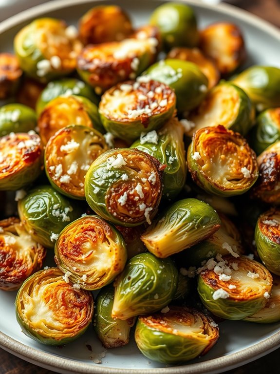 crispy garlic parmesan sprouts