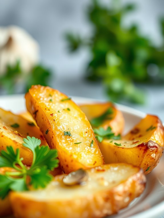 crispy garlic potato wedges