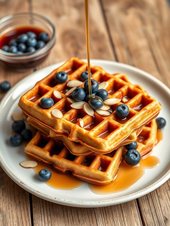 delicious blueberry almond waffles