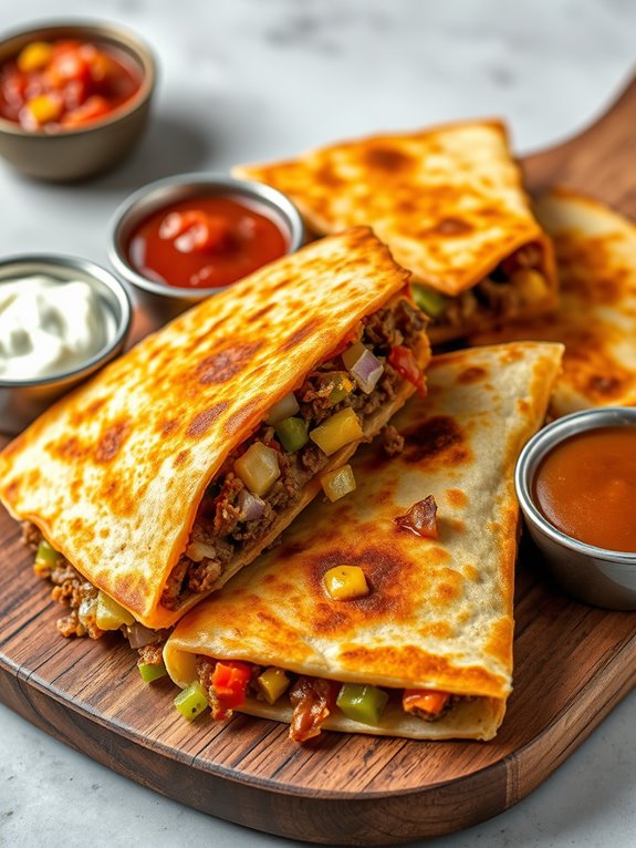 delicious cheesy beef quesadillas