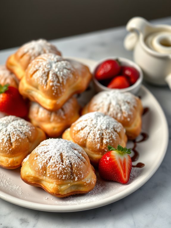 delicious strawberry cream beignets