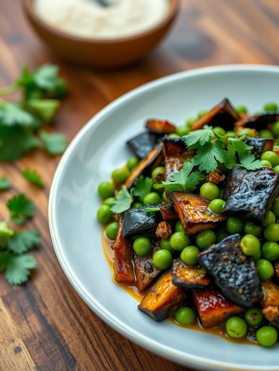 eggplant curry with peas