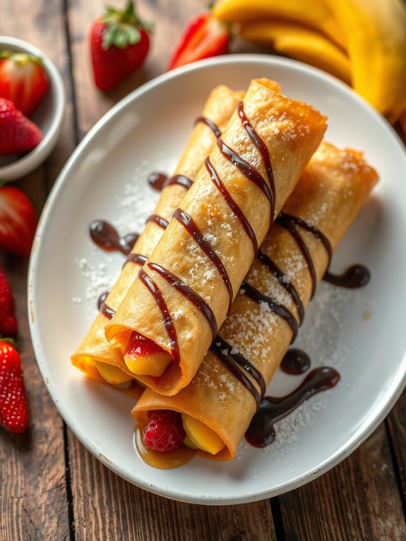 fruit filled dessert spring rolls