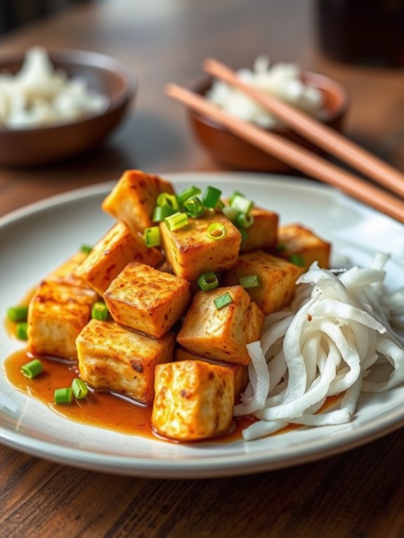 garlic flavored tofu dish