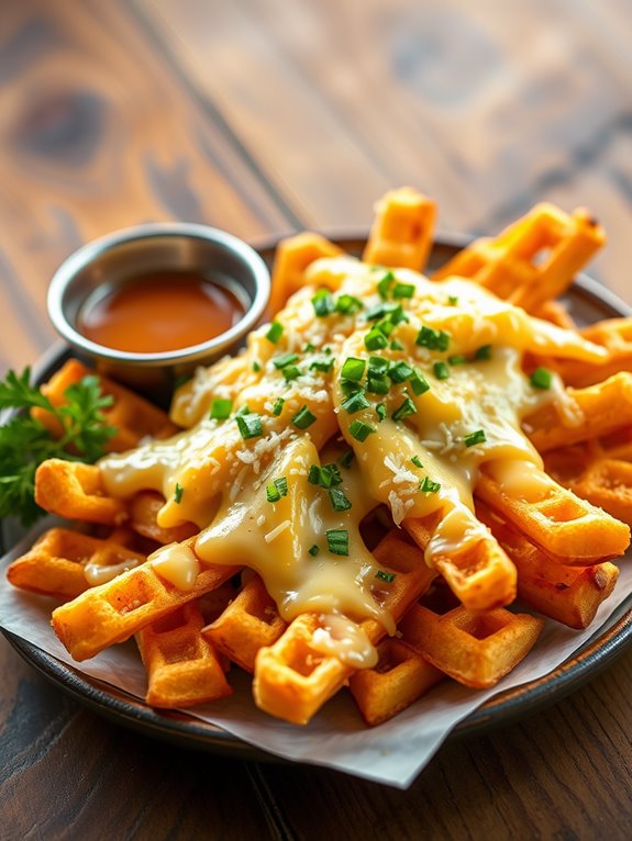 garlic infused cheesy waffle fries