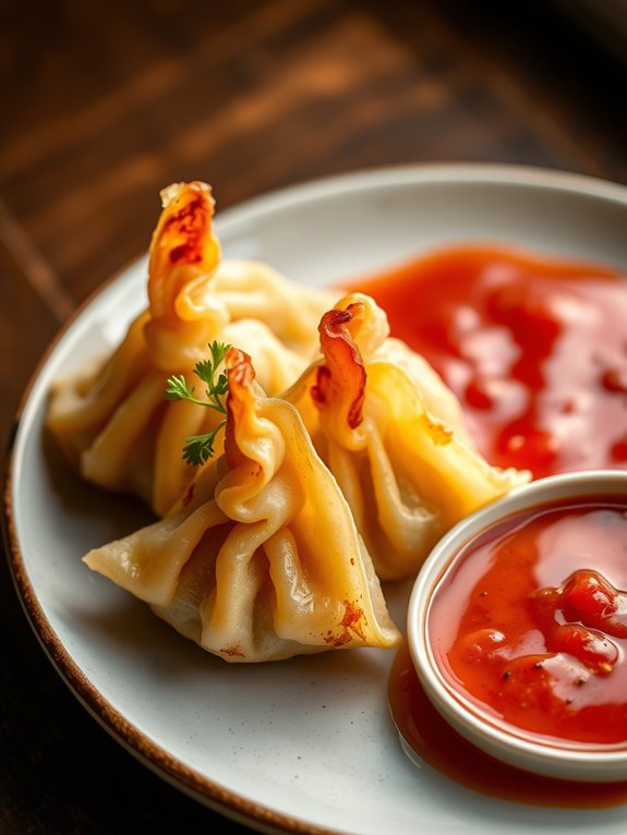 garlic infused shrimp dumplings