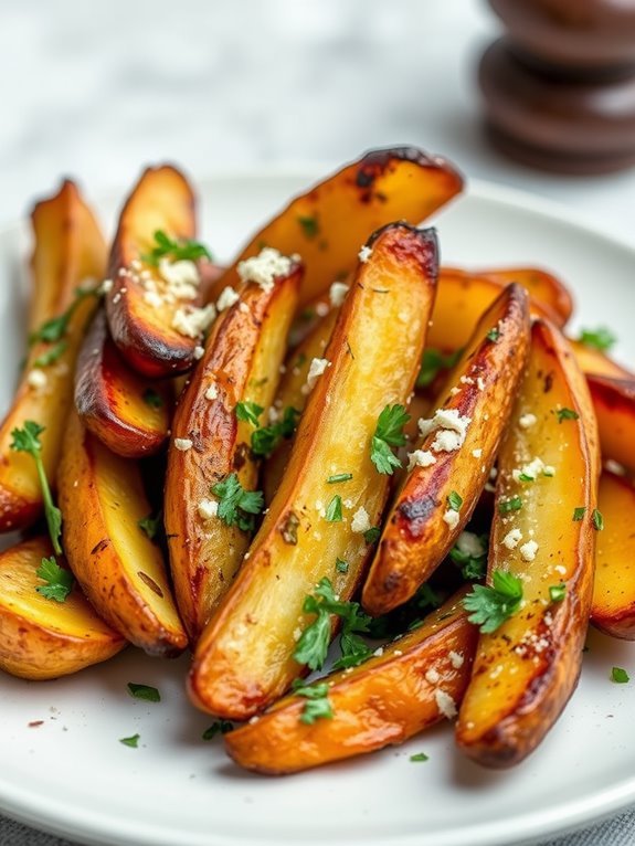 garlic wedges with herbs