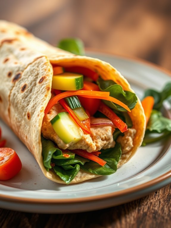 healthy veggie hummus wrap