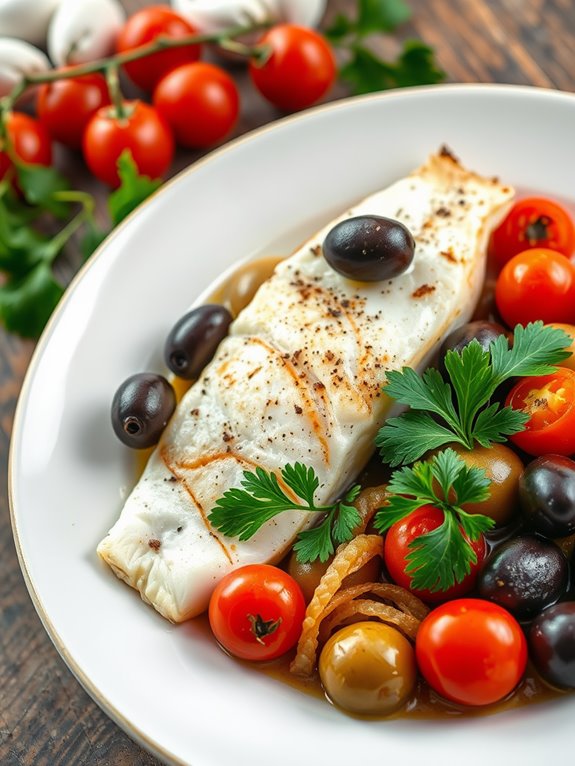 mediterranean flounder olive dish