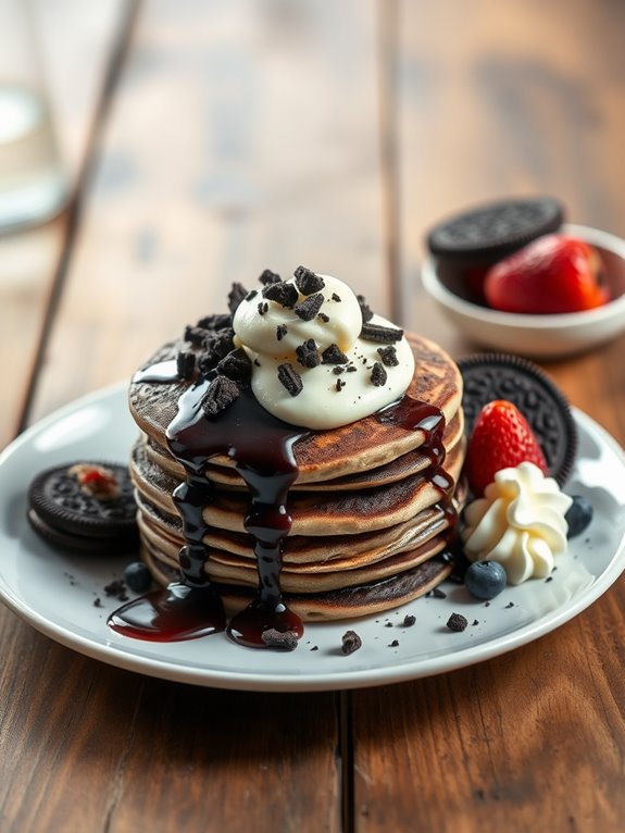 oreo inspired fluffy pancakes