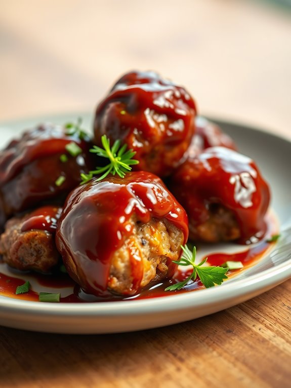 savory bbq glazed meatballs