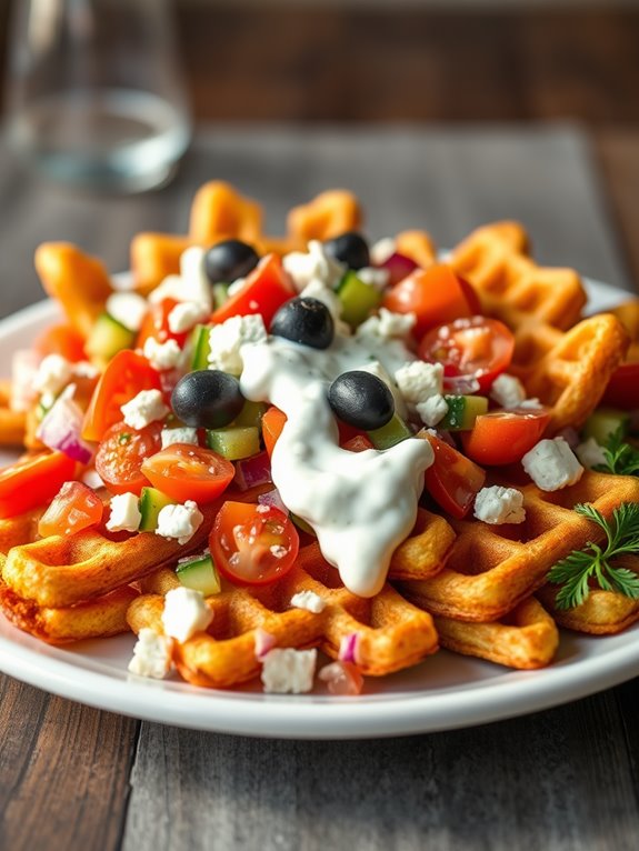 savory mediterranean style waffle fries