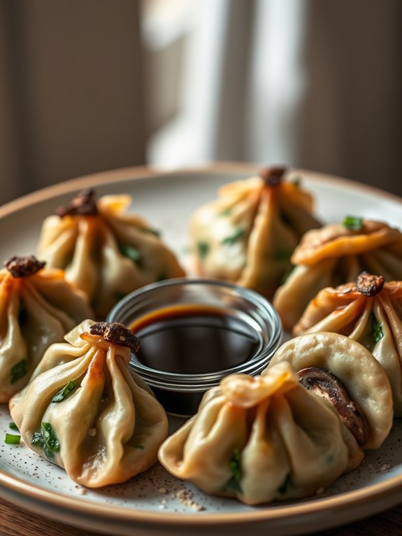 savory mushroom spinach dumplings