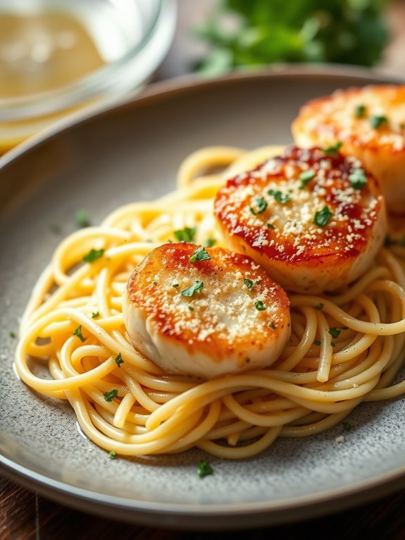 savory scallops with parmesan