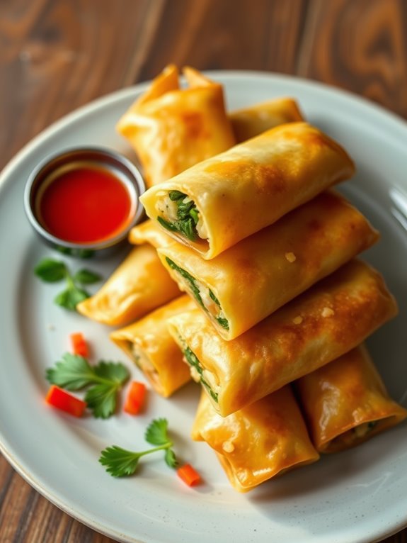 savory shrimp spinach rolls