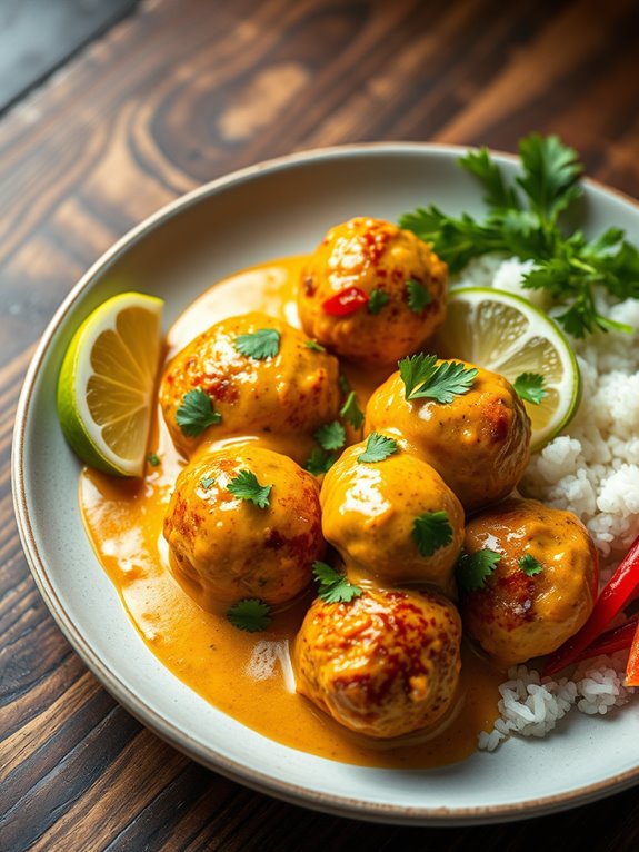 savory thai coconut meatballs