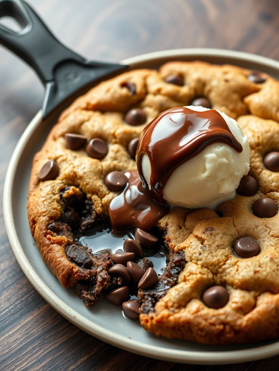 skillet baked chocolate chip cookie