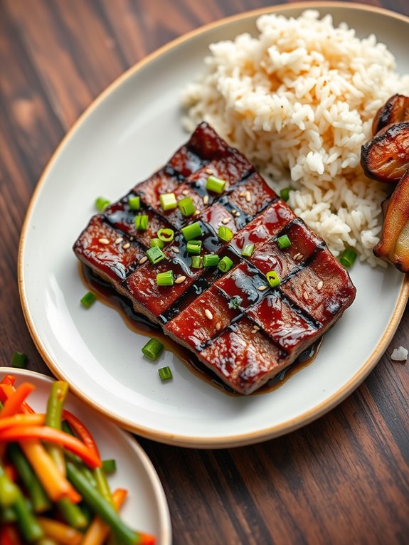 soy glazed skirt steak