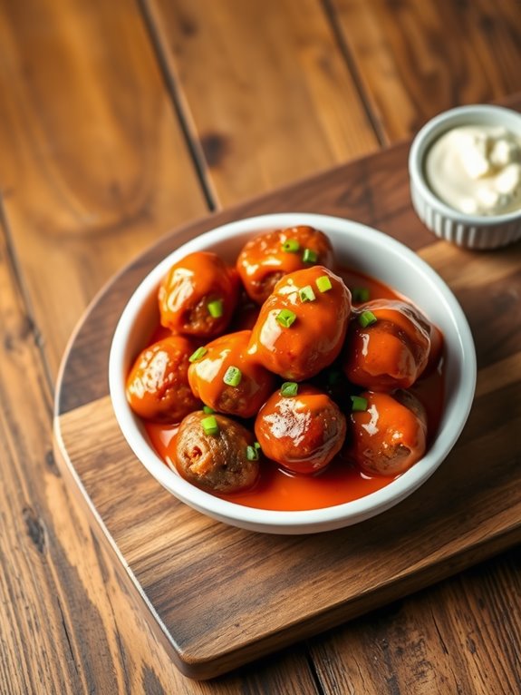 spicy buffalo beef meatballs