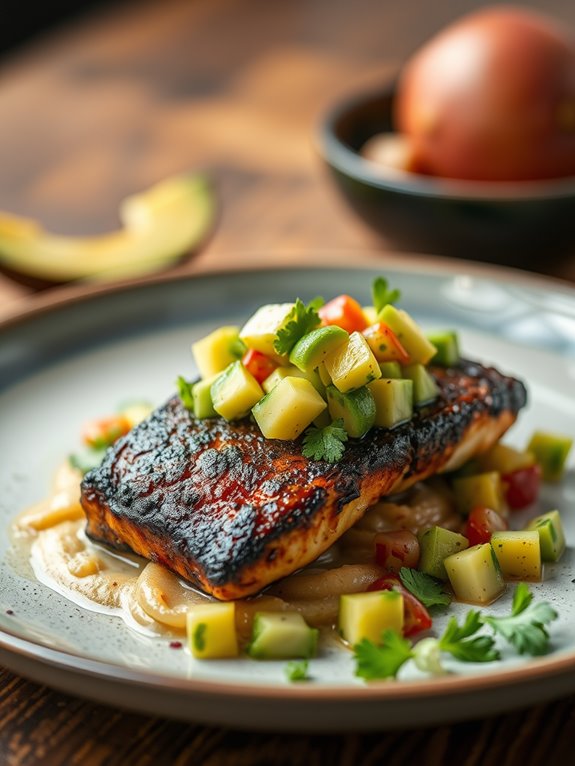 spicy fish with avocado