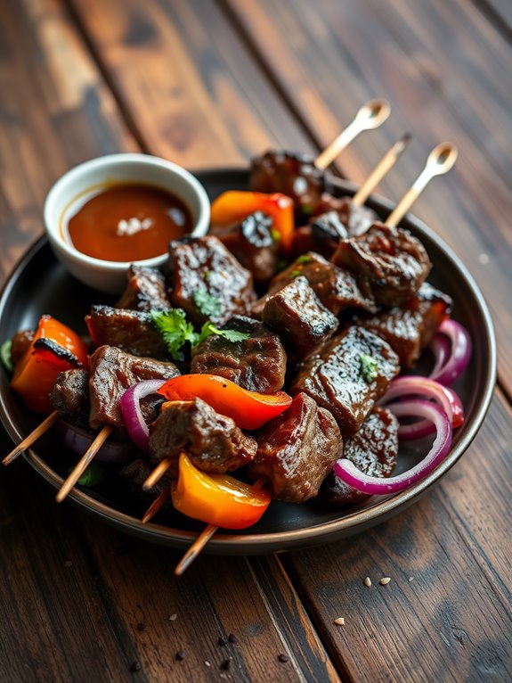 spicy marinated beef skewers