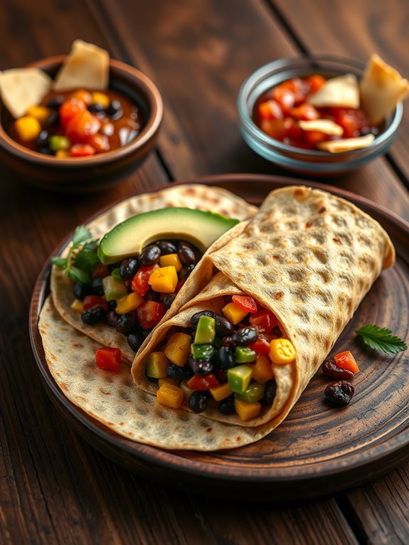 spicy vegetarian bean wrap