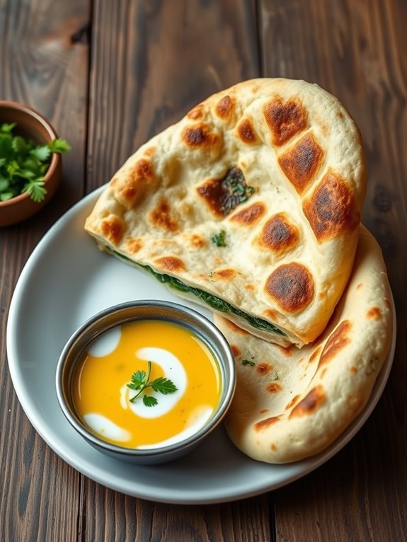 spinach filled indian bread