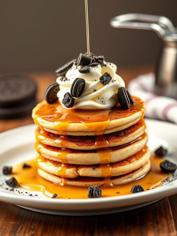 stacked mini oreo pancakes