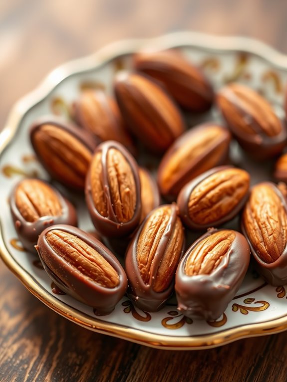 sweet chocolate covered almonds