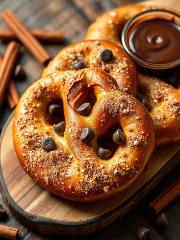 sweet cinnamon chocolate pretzels