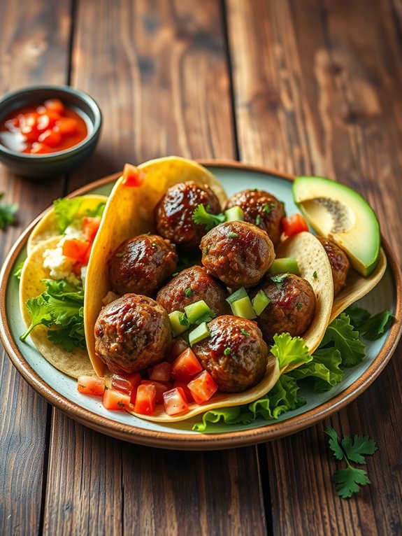 taco inspired beef meatballs