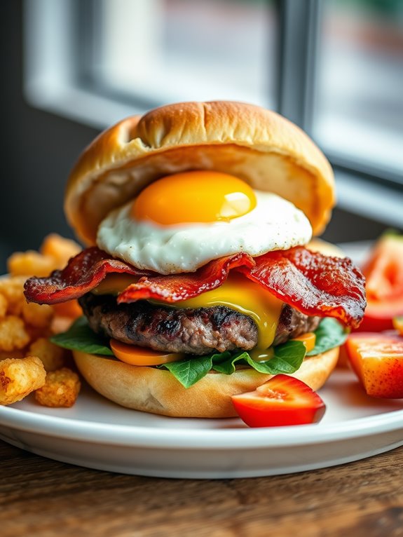 bacon burger with egg