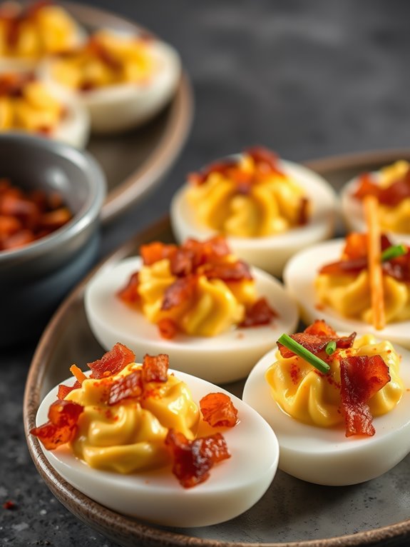 bacon cheddar stuffed eggs