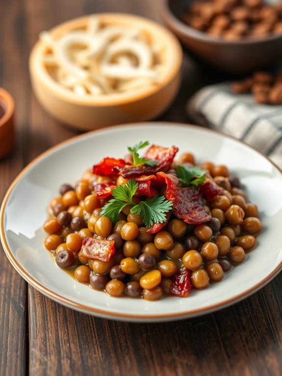 bacon infused spicy black eyed peas