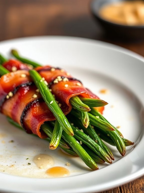 bacon wrapped green bean appetizer