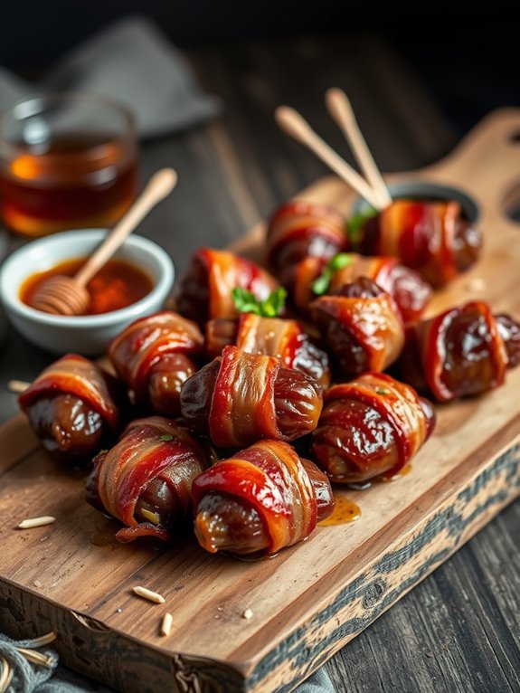 bacon wrapped sweet spicy dates