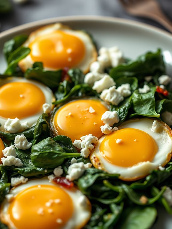 baked eggs with spinach