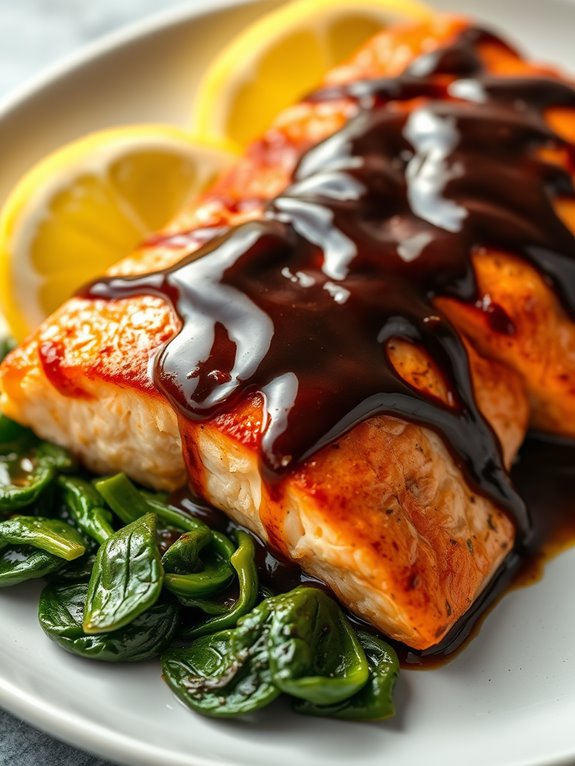 balsamic salmon with spinach