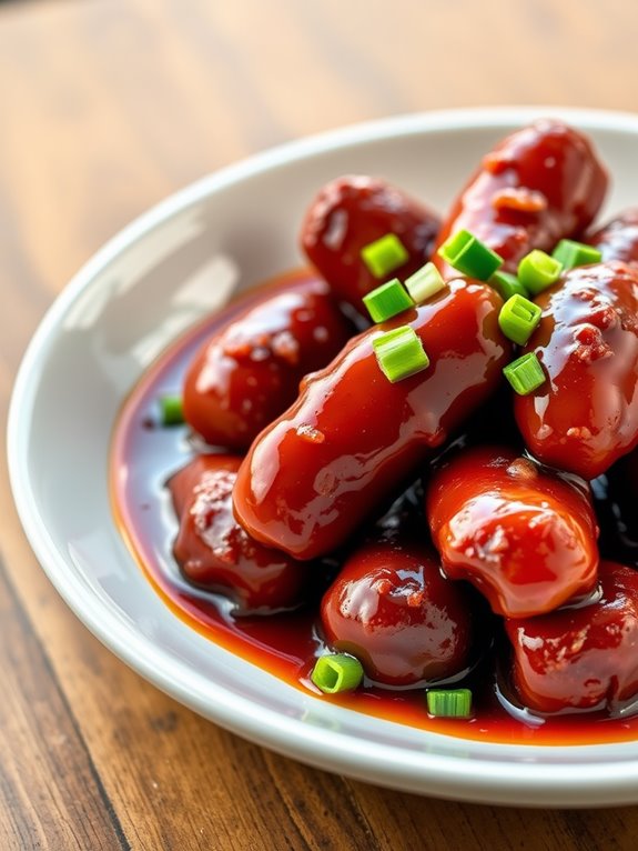 barbecue flavored cocktail sausages