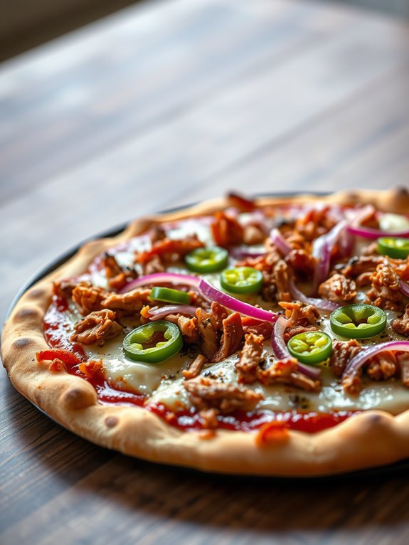 barbecue pork topped pizza