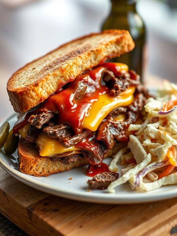 bbq beef cheddar sandwich